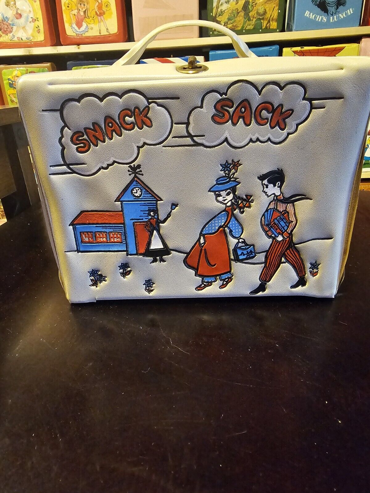1958 Snack Sack Vintage Vinyl Lunchbox School R9