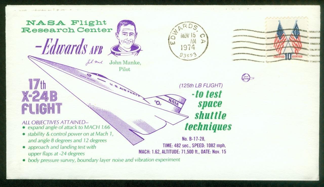 NASA, Cachet Flight Cover, Canceled 1974-11-15, X-24B, Pilot John Manke #B-17-28