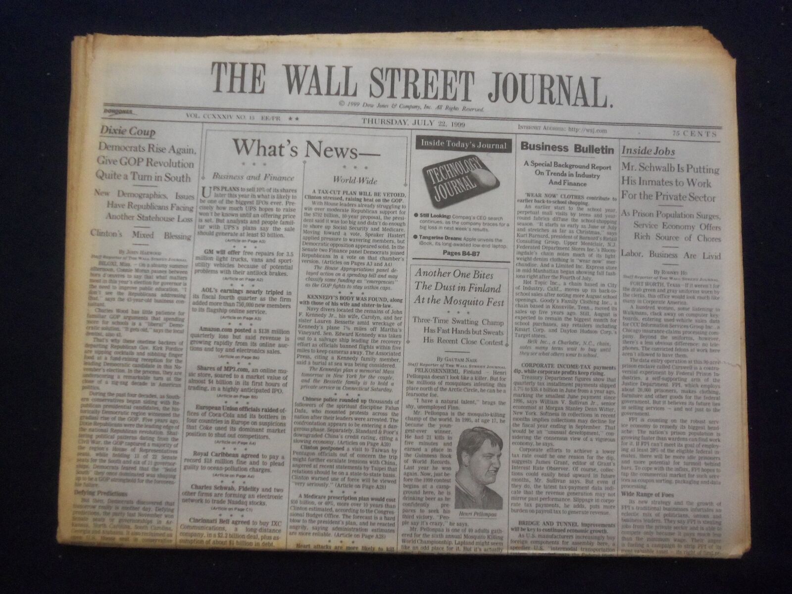 1999 JULY 22 THE WALL STREET JOURNAL-DEMOCRATS RISE AGAIN, TURN IN SOUTH- WJ 342