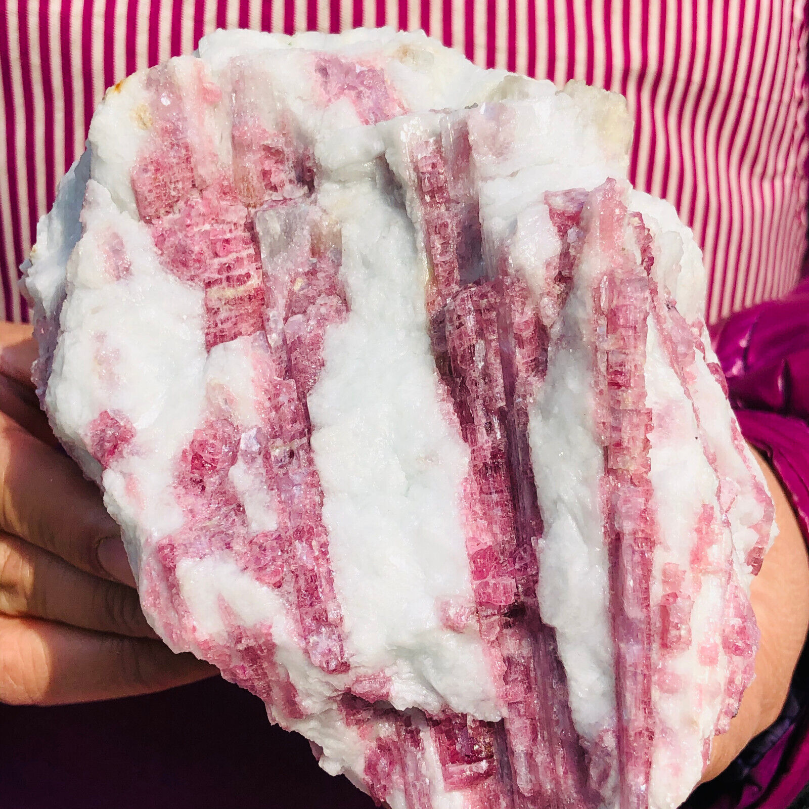 3.34LB Natural pink tourmaline quartz crystal rough mineral specimens healing
