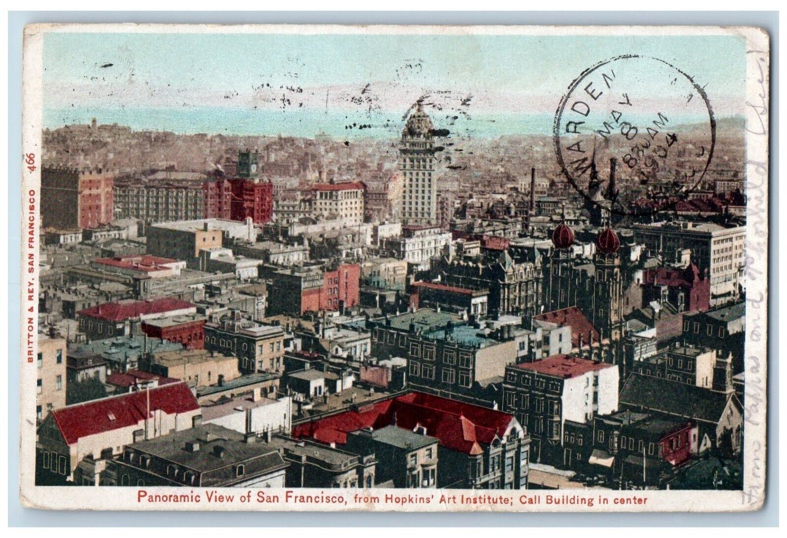 San Francisco California CA Postcard Panoramic View Hopkins Art Institute c1904