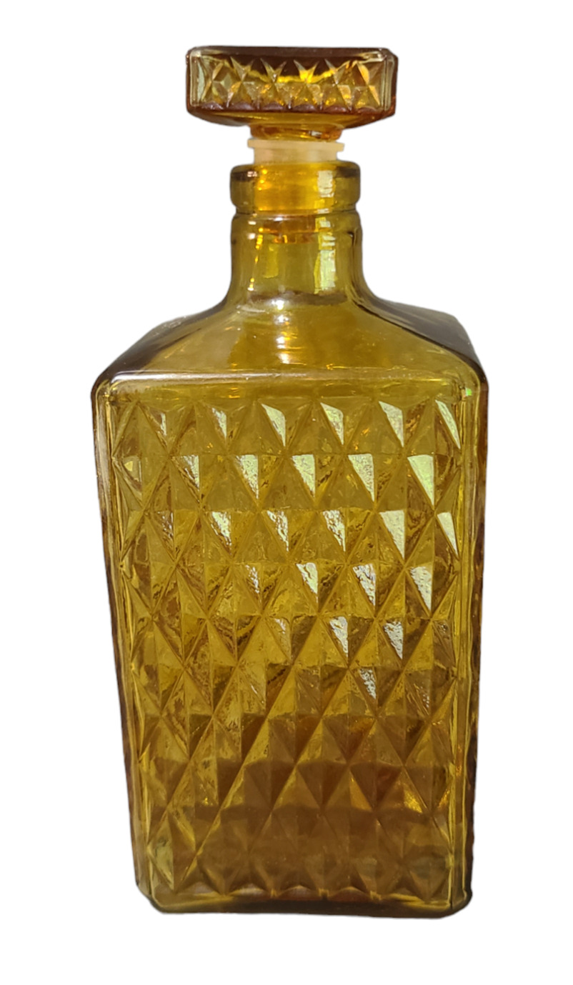 VTG Mid Century Modern Retro Amber Glass Liquor Decanter Made in Japan