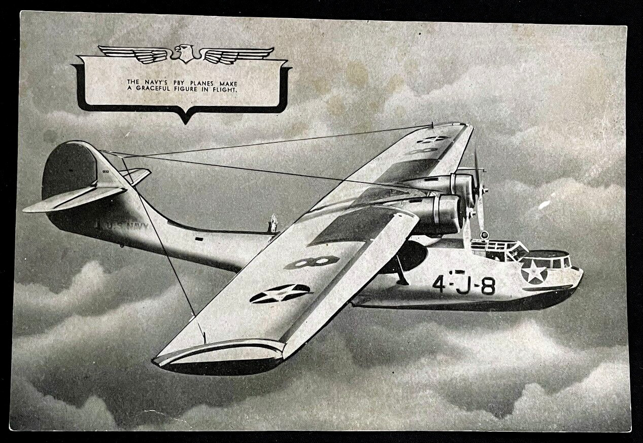 Navy Airplane Original 1940s 5x7 Photo Picture Card Military Plane PBY PLANES