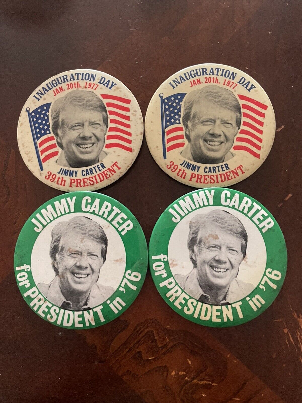 Jimmy Carter Lot Of 4 Pins For President 1976 Inauguration Day Jan 20th 1977