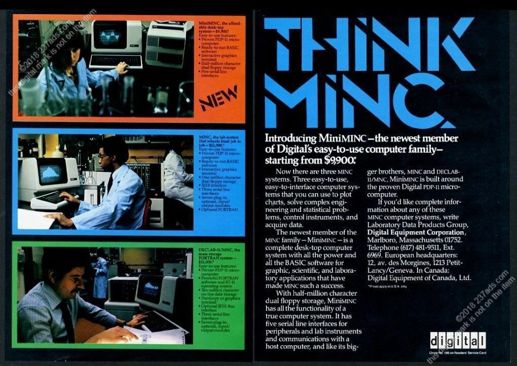 1979 DEC Digital Equipment Mini MINC computer photo vintage print ad