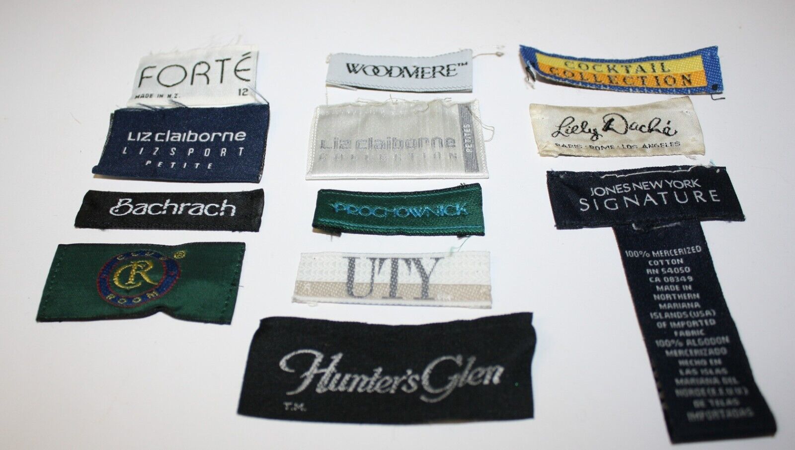 Vintage Clothing Labels 12 pc Various Vintage Clothing Makers Assortment