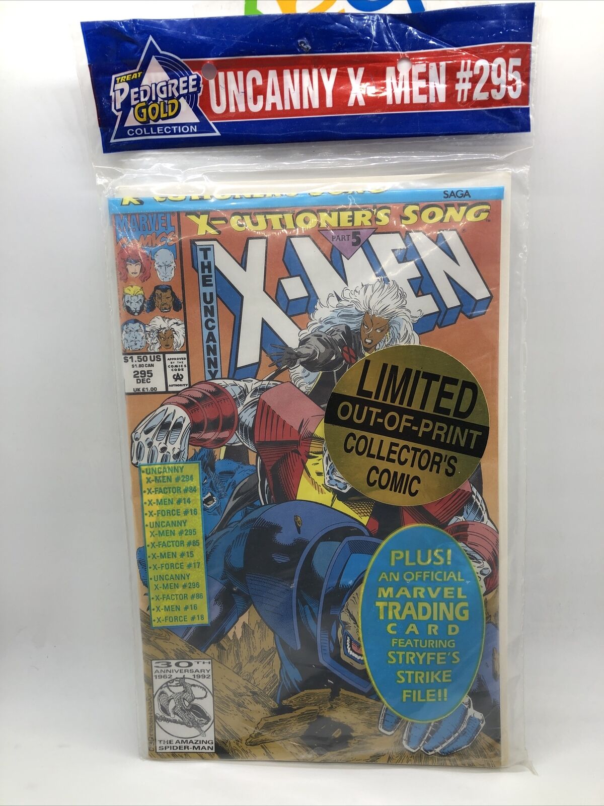 The Uncanny X-Men #295 bagged with trading card (Dec 1992, Marvel)