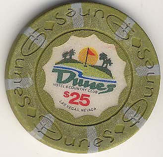 Dunes Casino Las Vegas Nevada $25 Chip circulated 1989