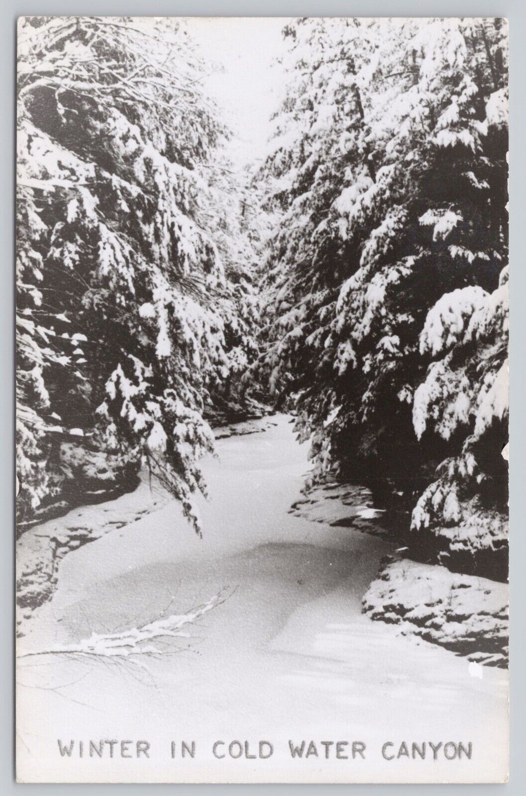 Coldwater Canyon California, Winter Snow, Vintage RPPC Real Photo Postcard