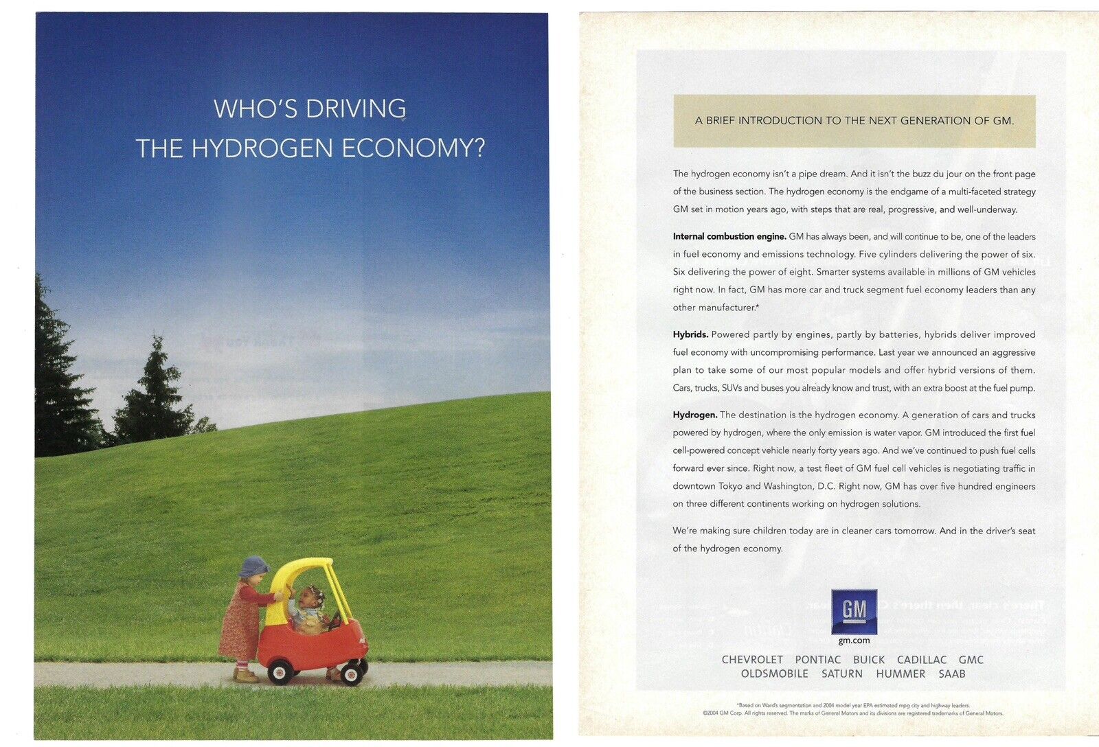 2004 GM General Motors Who’s Driving The Hydrogen Economy? Retro Print Ad/Poster