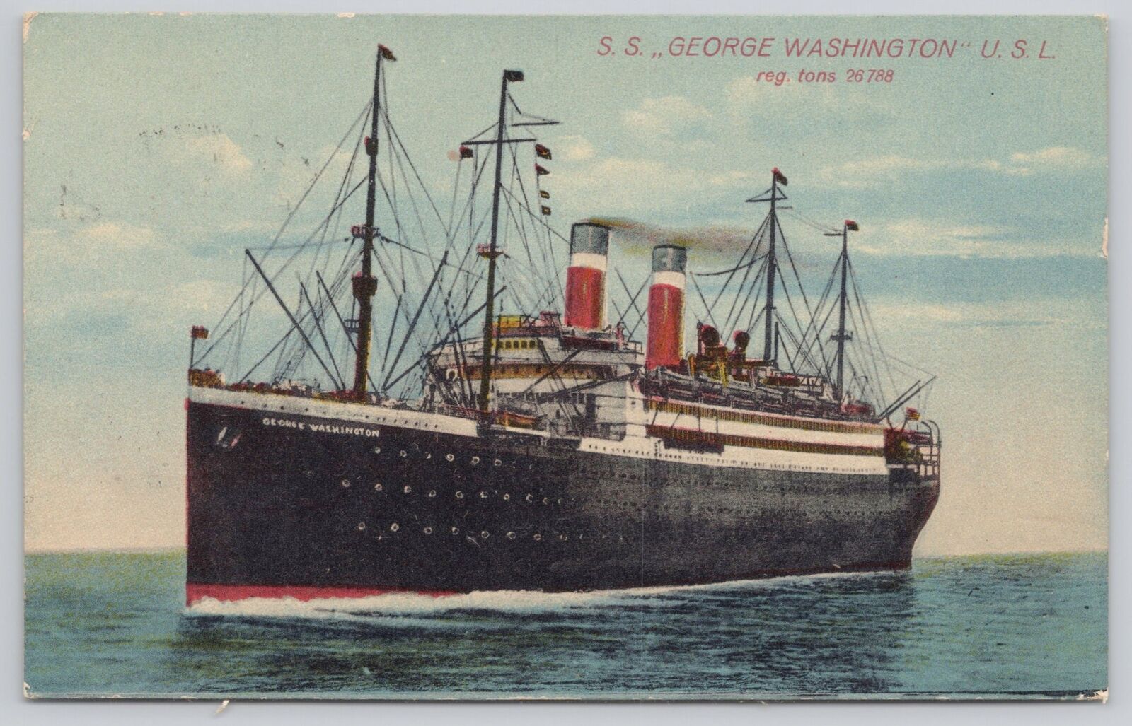 Postcard S. S. George Washington U. S. L. Steamship ca.1924