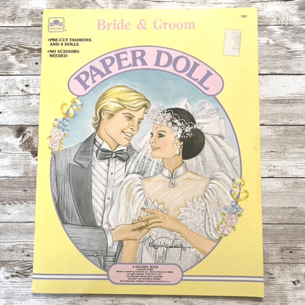 Vintage Golden Bride & Groom Paper Dolls Golden Book Uncut Paper Dolls 1988