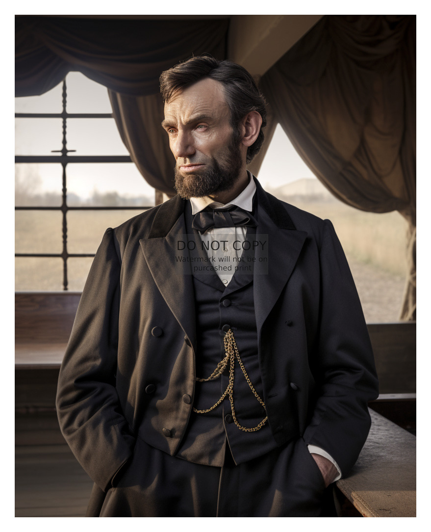 ABRAHAM LINCOLN PRESIDENT OF THE UNITED STATES STOIC 8X10 AI PHOTO