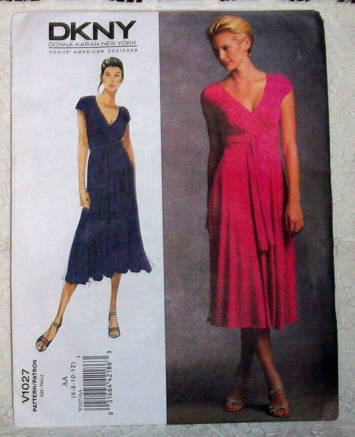 Vintage DKNY Donna Karan Vogue Pattern 1027 Stretch Knit Dress Sizes 6-12 FF
