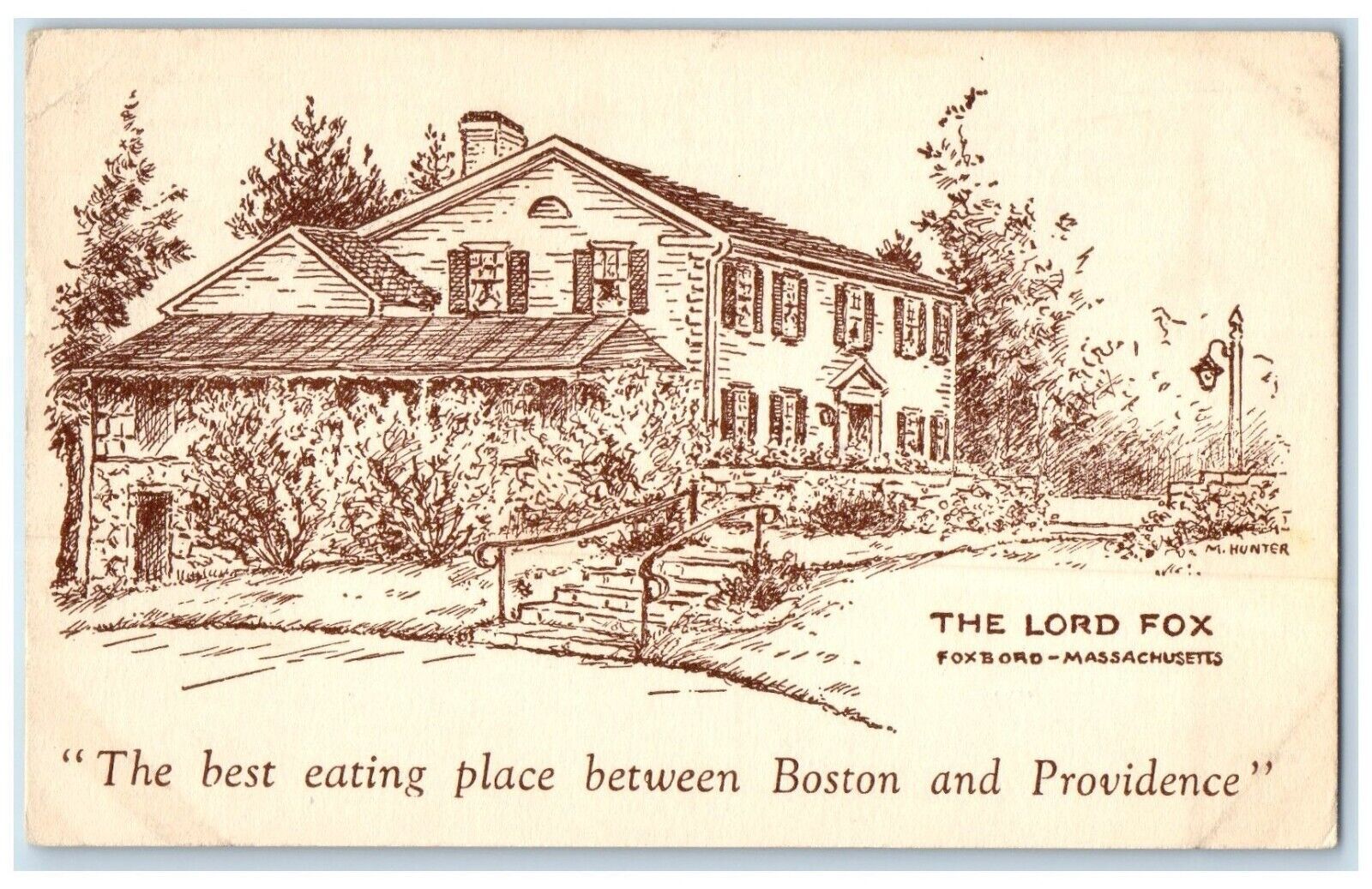 1940 Lord Fox Midway Boston Providence Foxboro Massachusetts MA Vintage Postcard