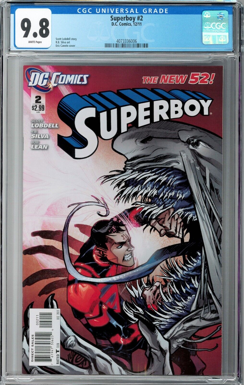 Superboy #2 CGC 9.8 (Dec 2011, DC) Scott Lobdell story, Silva art, The New 52