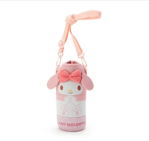 New JAPAN Sanrio My Melody Water Drink Bottle Cover Case Bag Pink w/ Strap 500mL