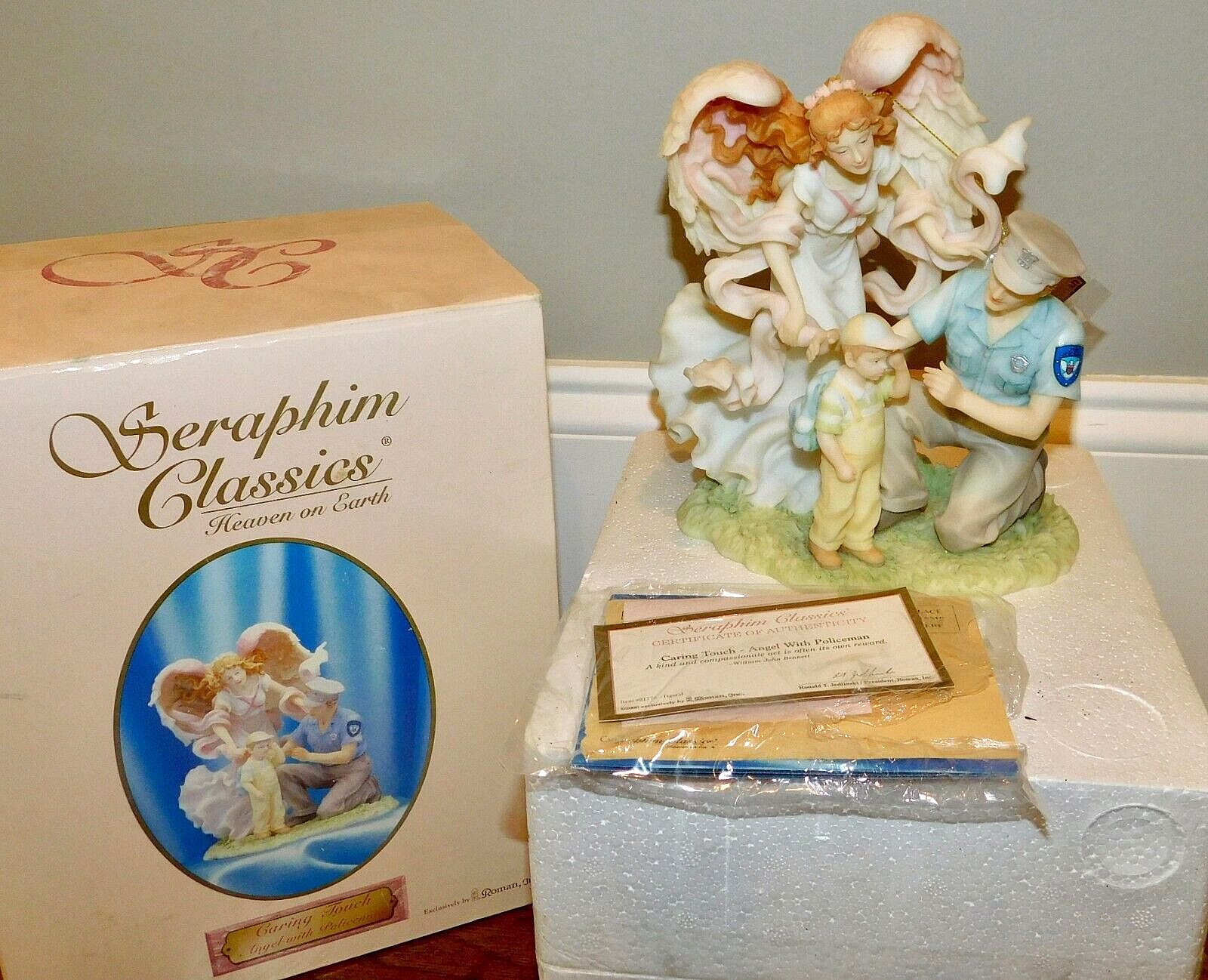 Seraphim Classics Caring Touch Angel with Policeman 2000 Box+COA+Tag 81776