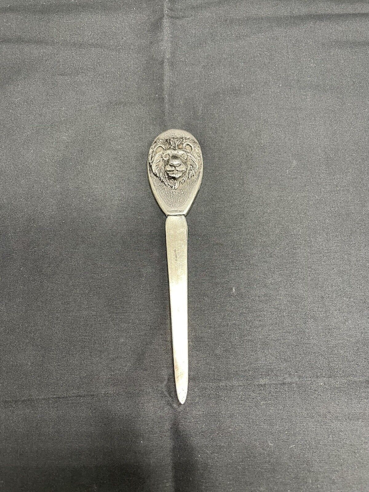 Vintage Metzke 1970’s Pewter Letter Opener Lion Head with Tribal Shield 6”