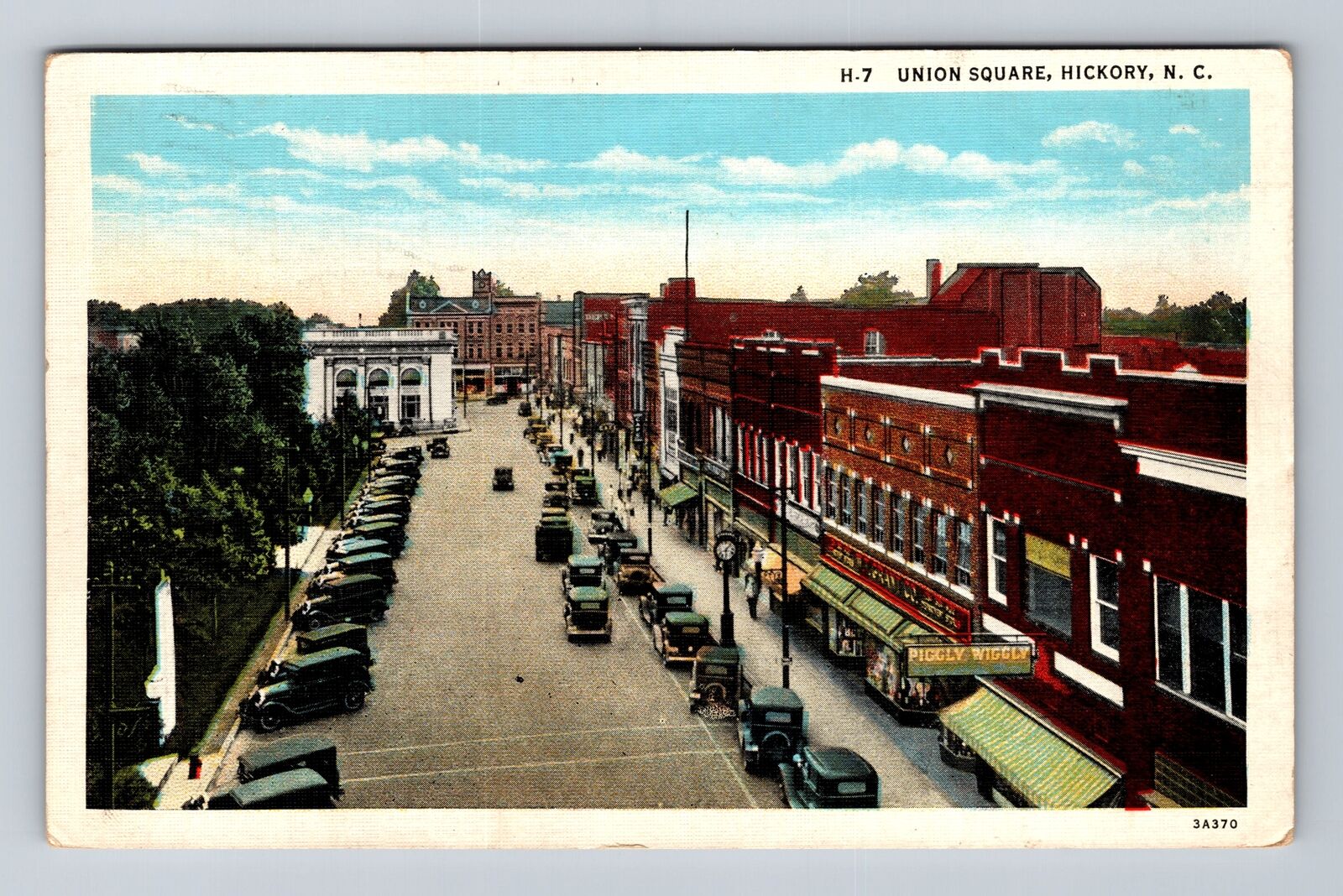 Hickory NC-North Carolina, Panoramic View Union Square, Vintage Postcard