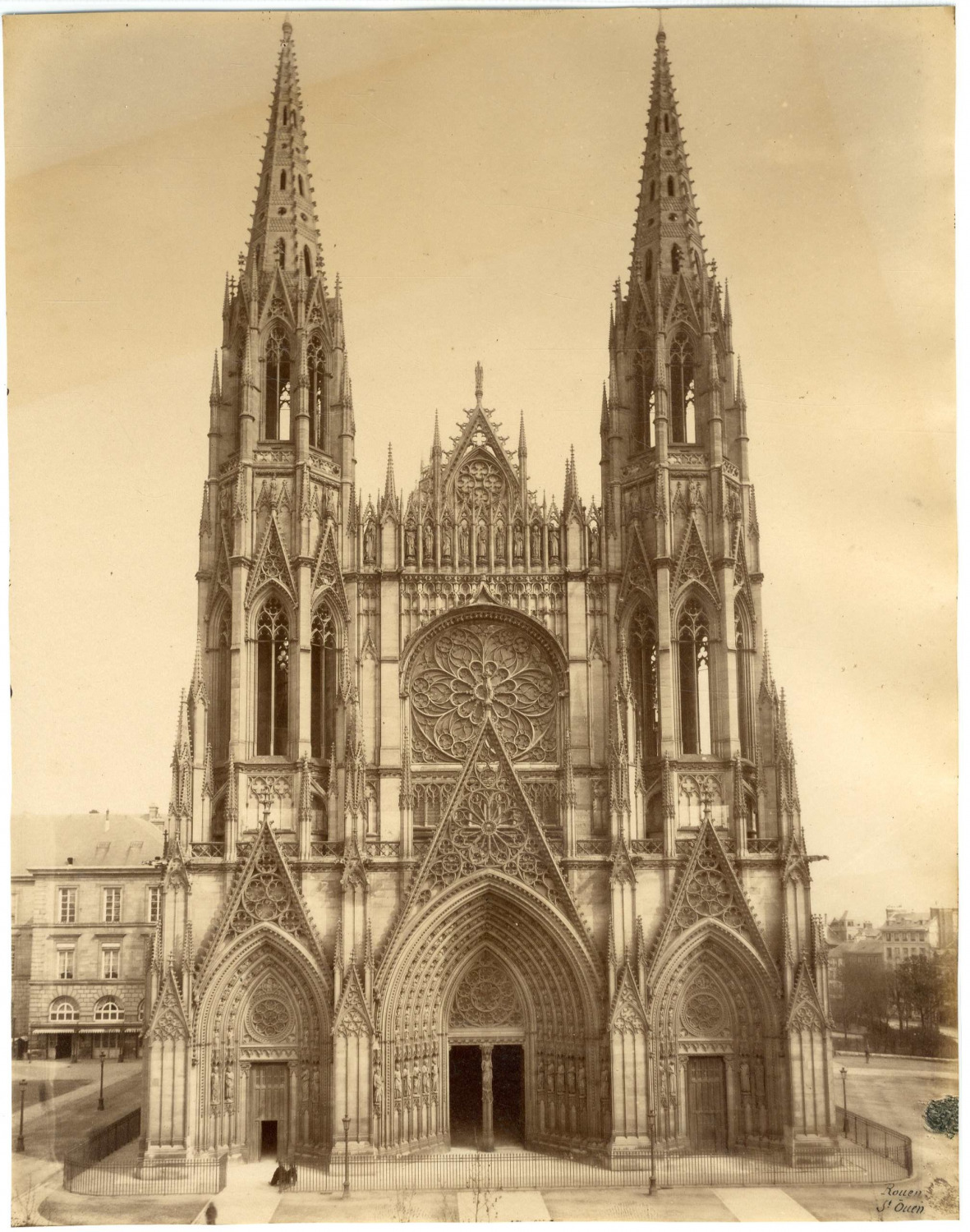 France, Rouen, Abbatiale Saint-Ouen, vintage albumen print vintage albumen print