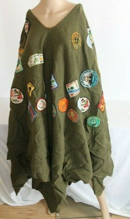Vintage 1970s 1980s Boy Scout Poncho Wool 60 Patches Indiana Michigan Kentucky