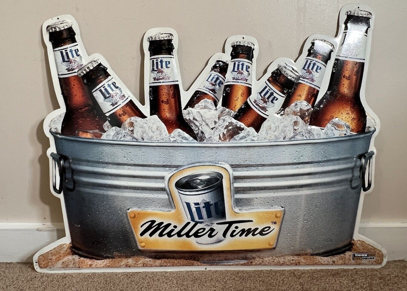 Vintage Miller Time Metal Beer Sign 30”x22”