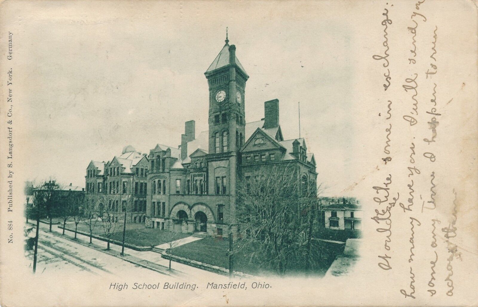 MANSFIELD OH – High School Building – udb (pre 1908)