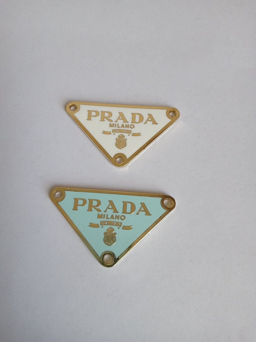 Two Pieces 38mm Prada Logo Triangle with trim Gold tone Button  Zipperpull