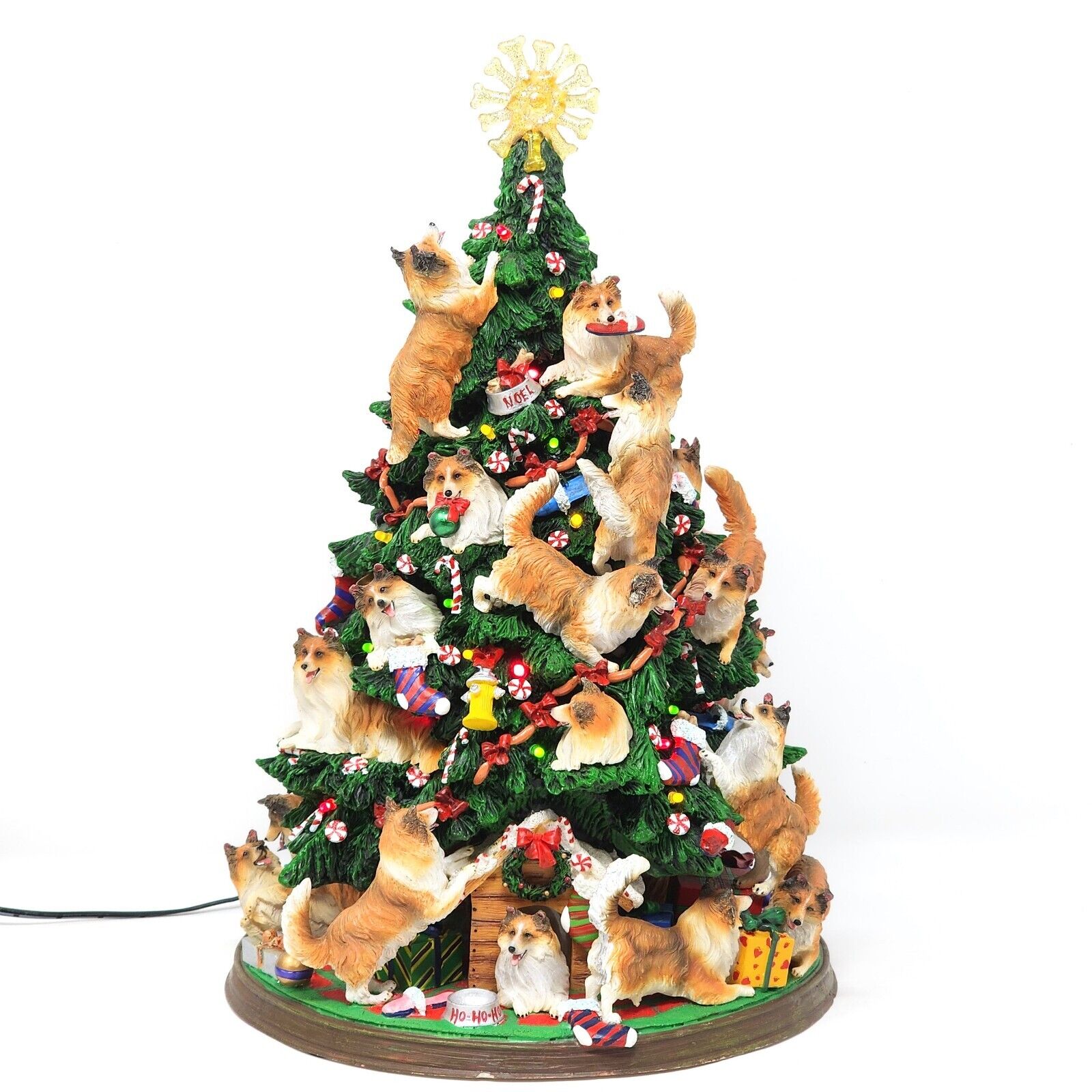 Rare DANBURY MINT Sheltie Dog LIGHTED CHRISTMAS TREE WITH STAR Shetland Sheepdog