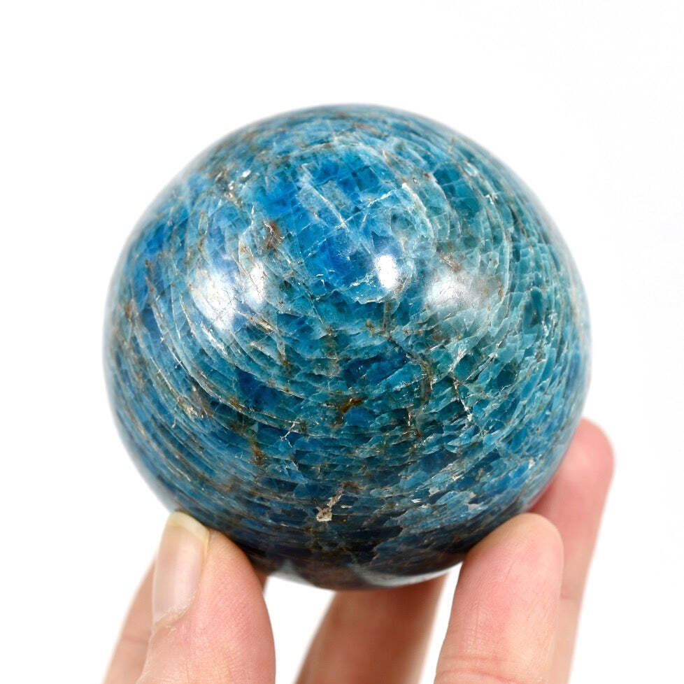 2.6in 1lb Gemmy Blue Apatite Crystal Sphere Large