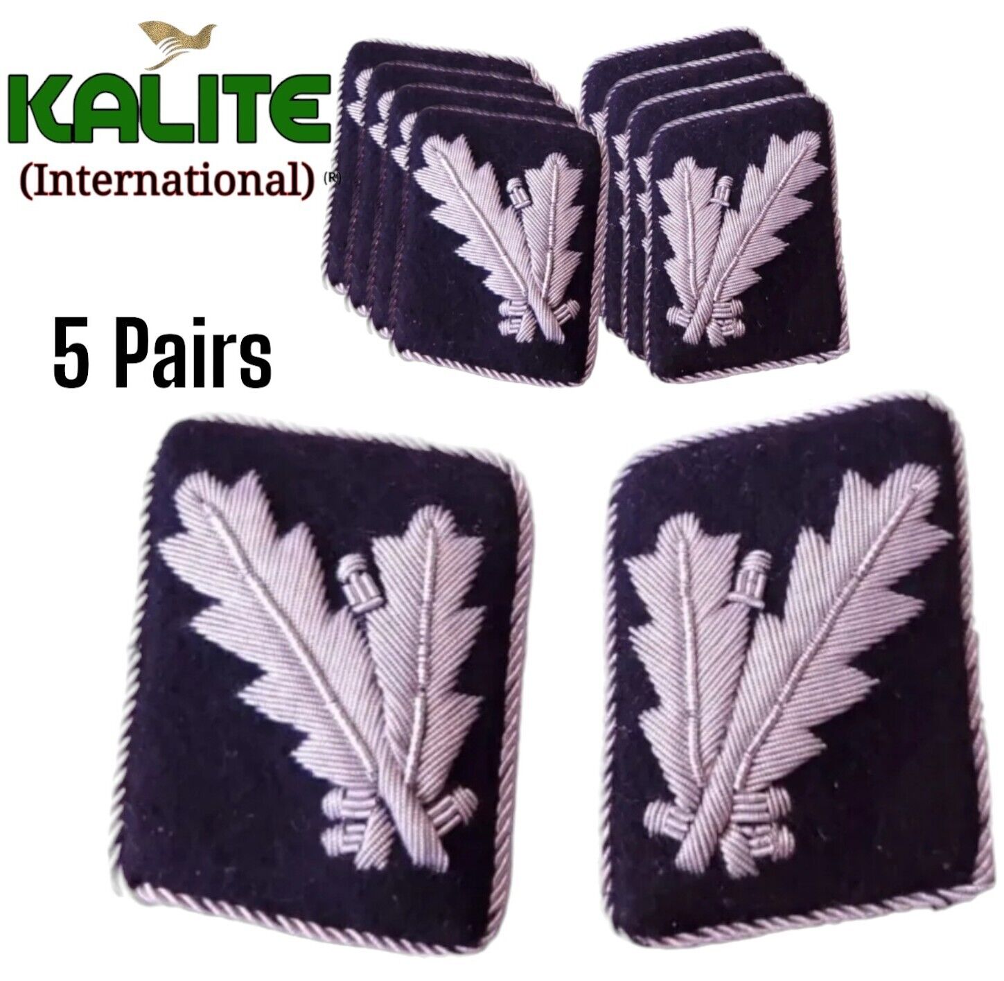 GERMAN SS OBERFUHRER Brigadier  OFFICER COLLAR TABS 5 PAIRs Reproduction 