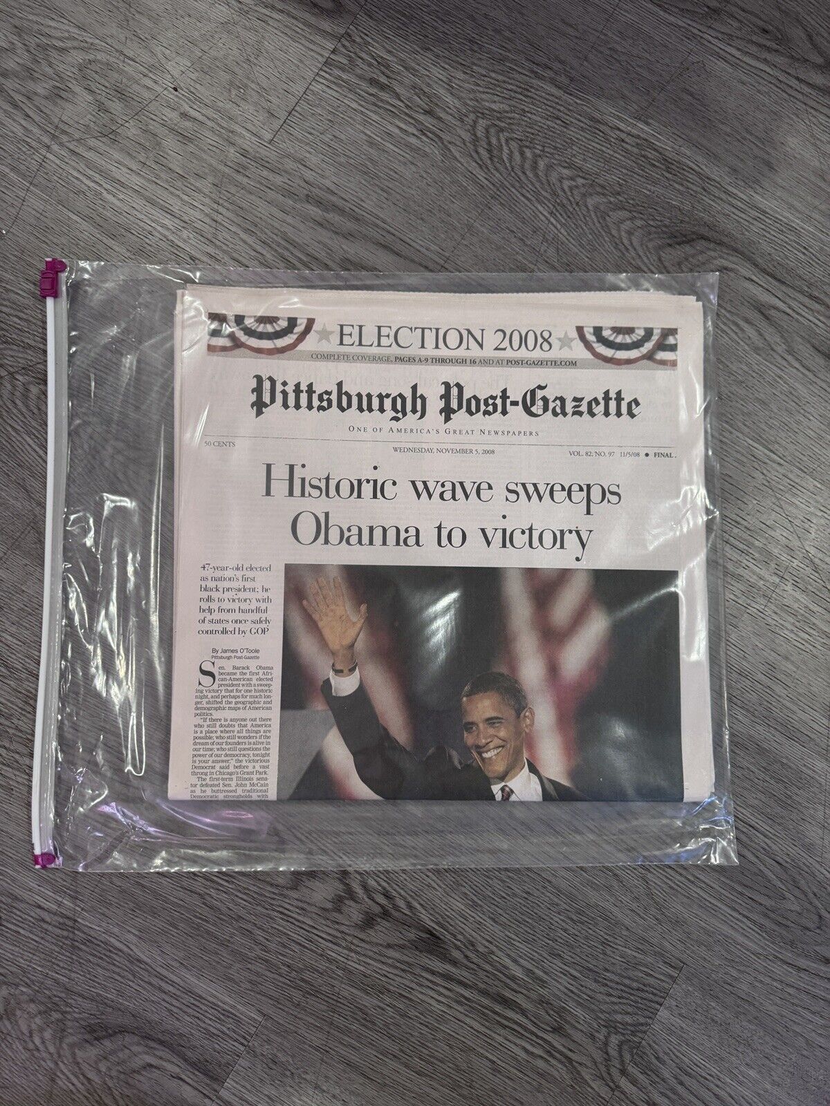 Vintage Pittsburgh Post-Gazette Newspaper Election 2008 Barack Obama President