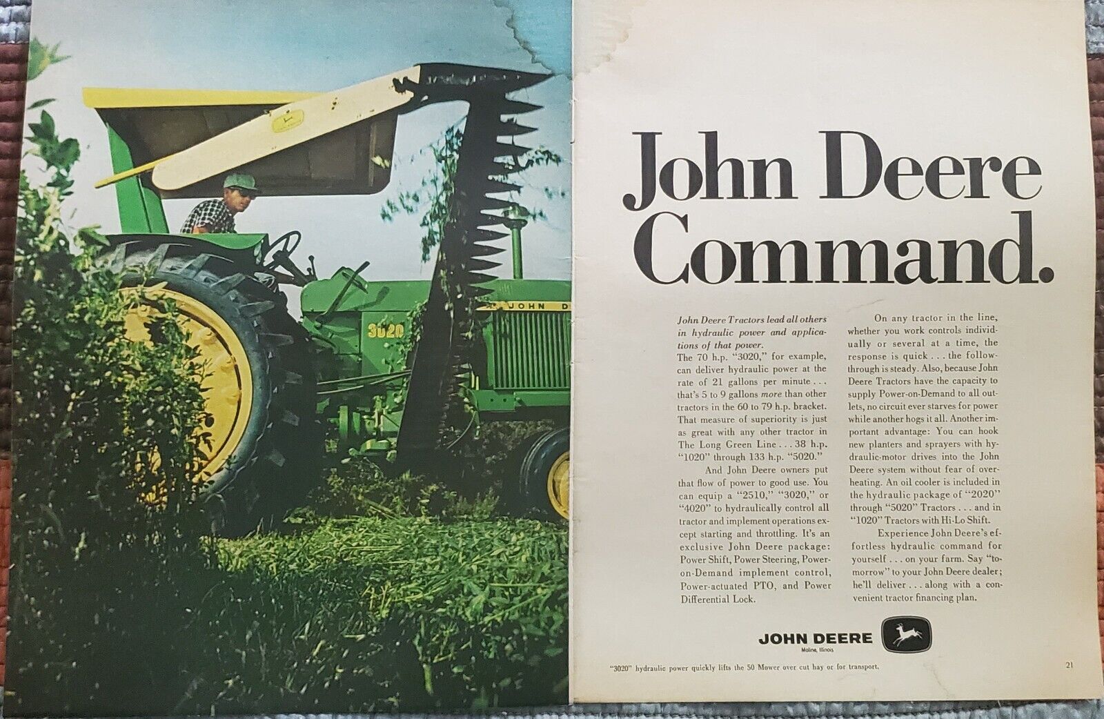 John Deere 1968 John Deere Command 3020 Tractors Ad