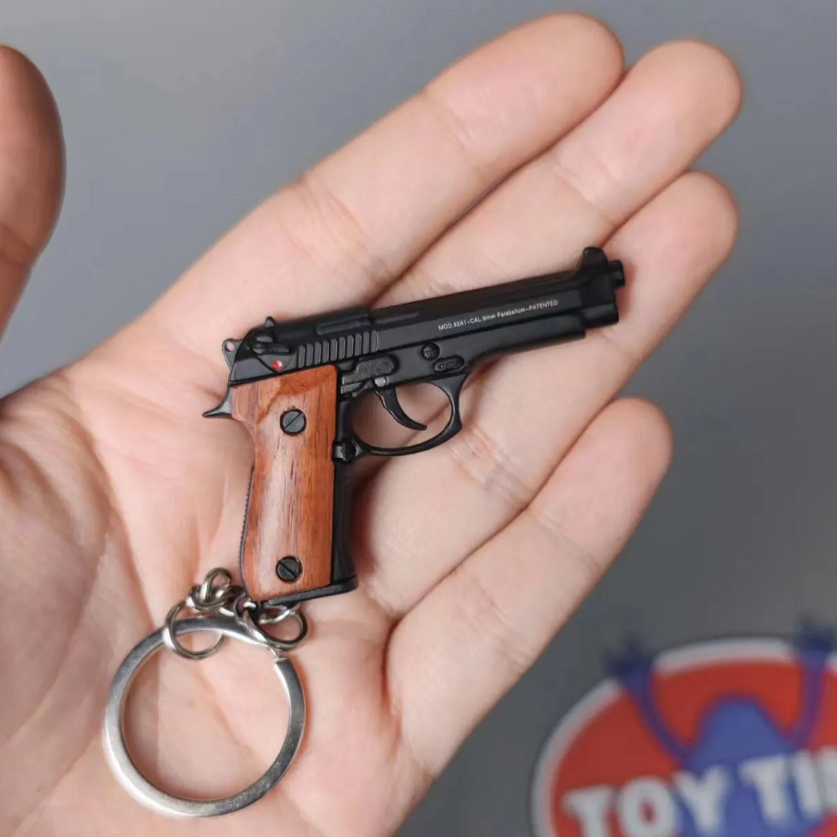 Mini Gun Keychain, 1:4 Scale Beretta 92f Keychain Pistol Model Keychain for Him