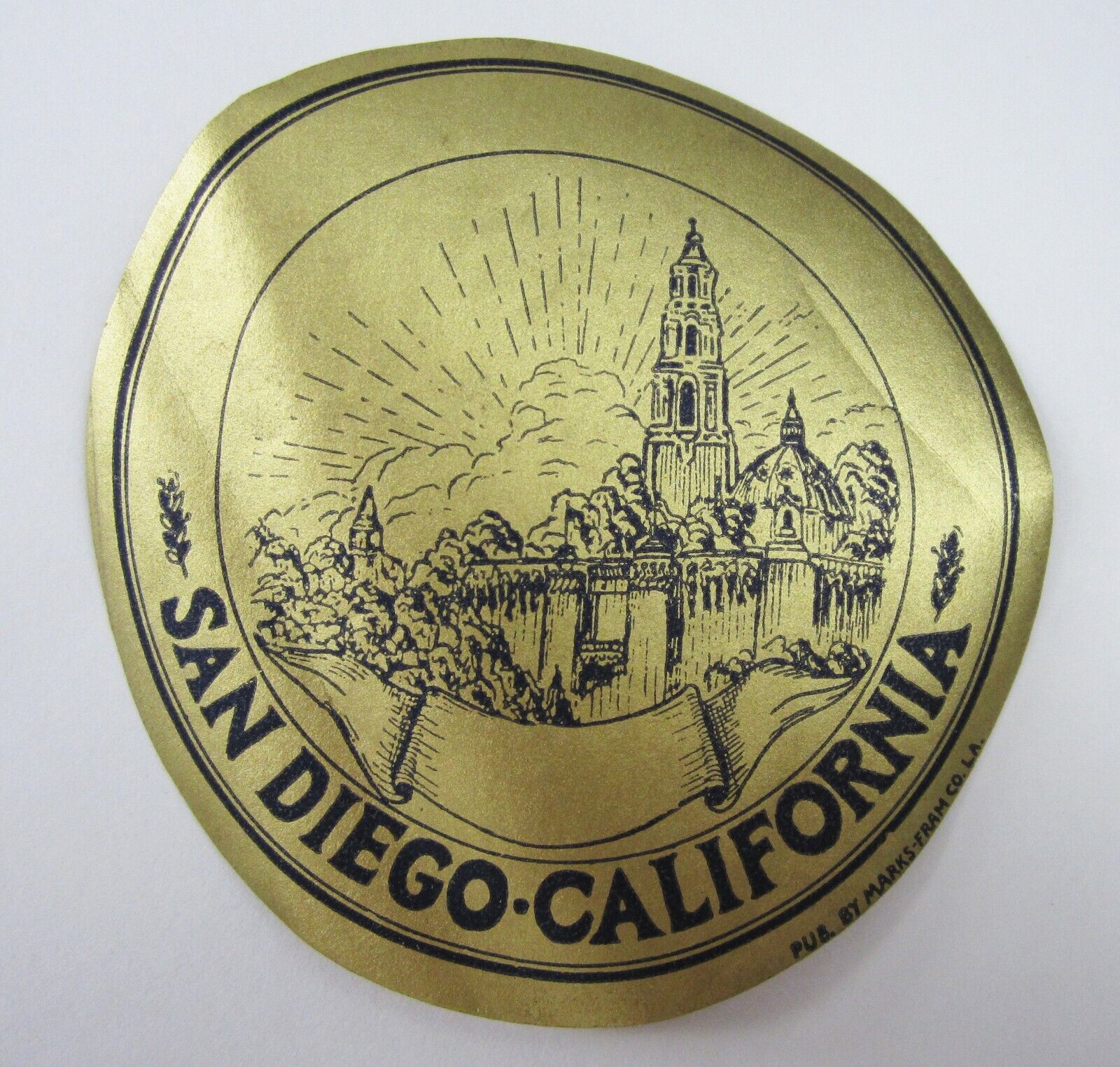 Vintage San Diego California Travel Decal Luggage Label Original 1940-50's