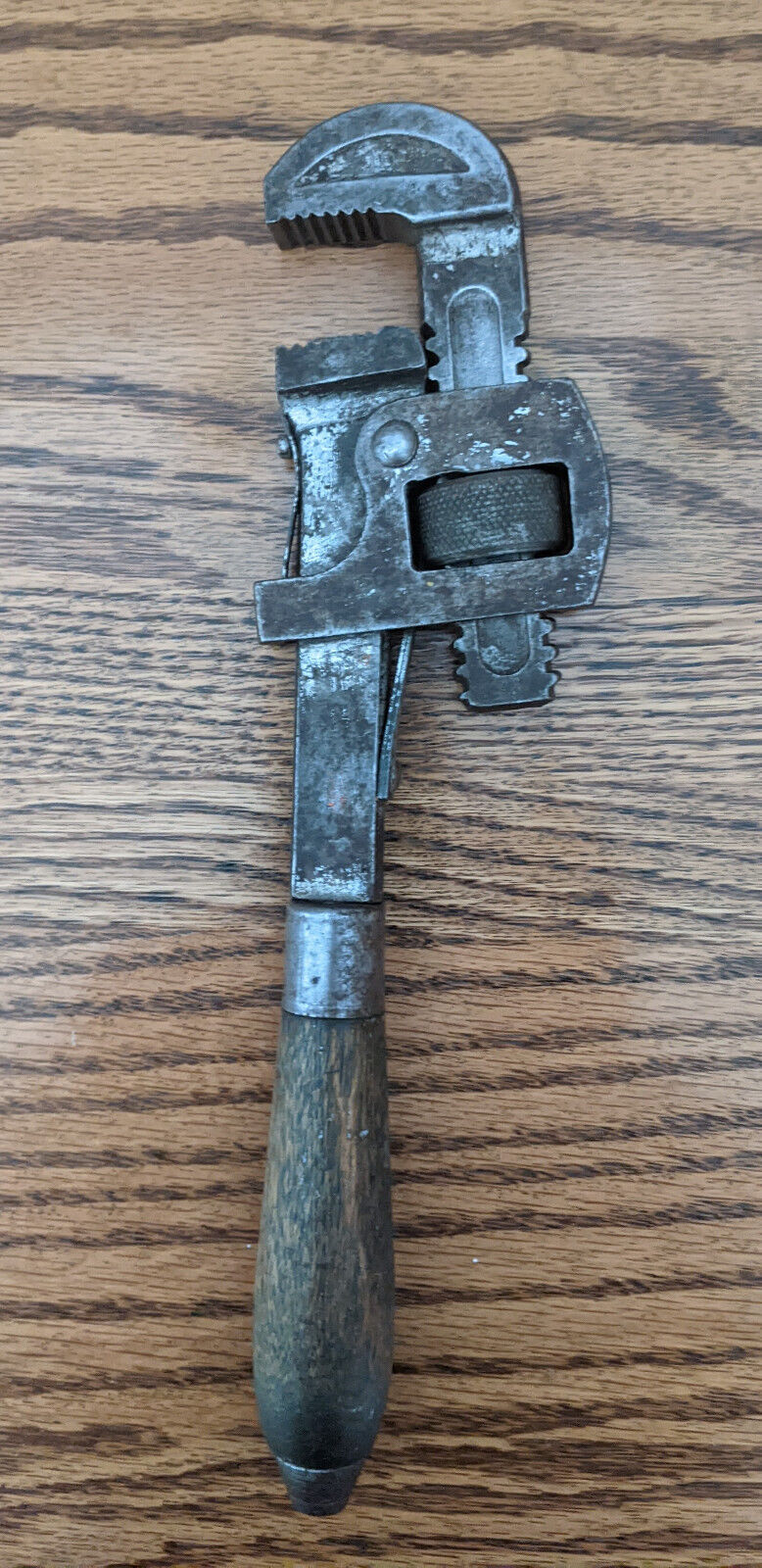 Vintage J.P. Danielson Co. Inc. Forged Steel 10 Inch Pipe Wrench w/Wood Handle