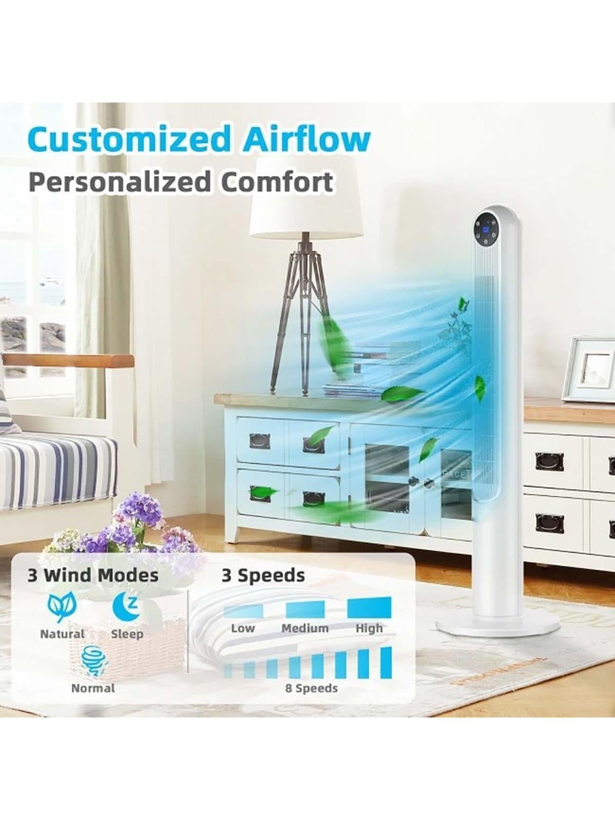 42-Inch Tower Fan, Portable 80 Oscillating Fan with Remote, Smart Control Panel