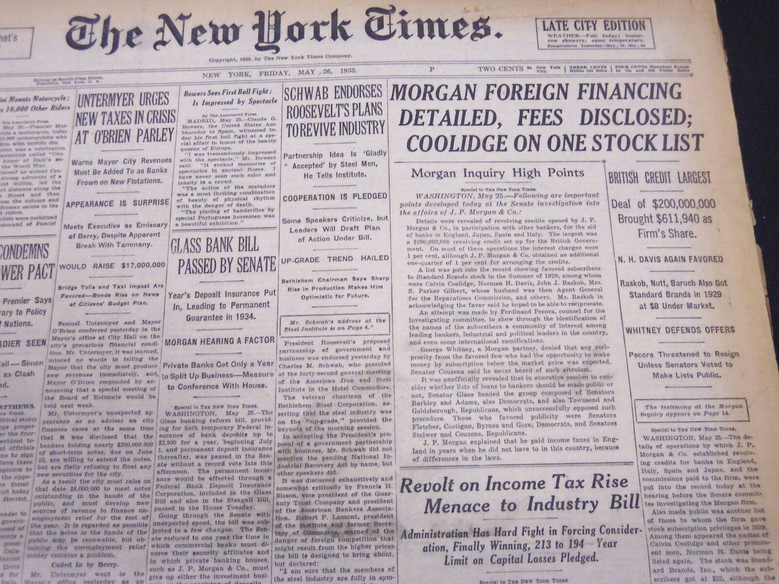 1933 MAY 26 NEW YORK TIMES - MORGAN FOREIGN FINANCING DETAILED - NT 5253