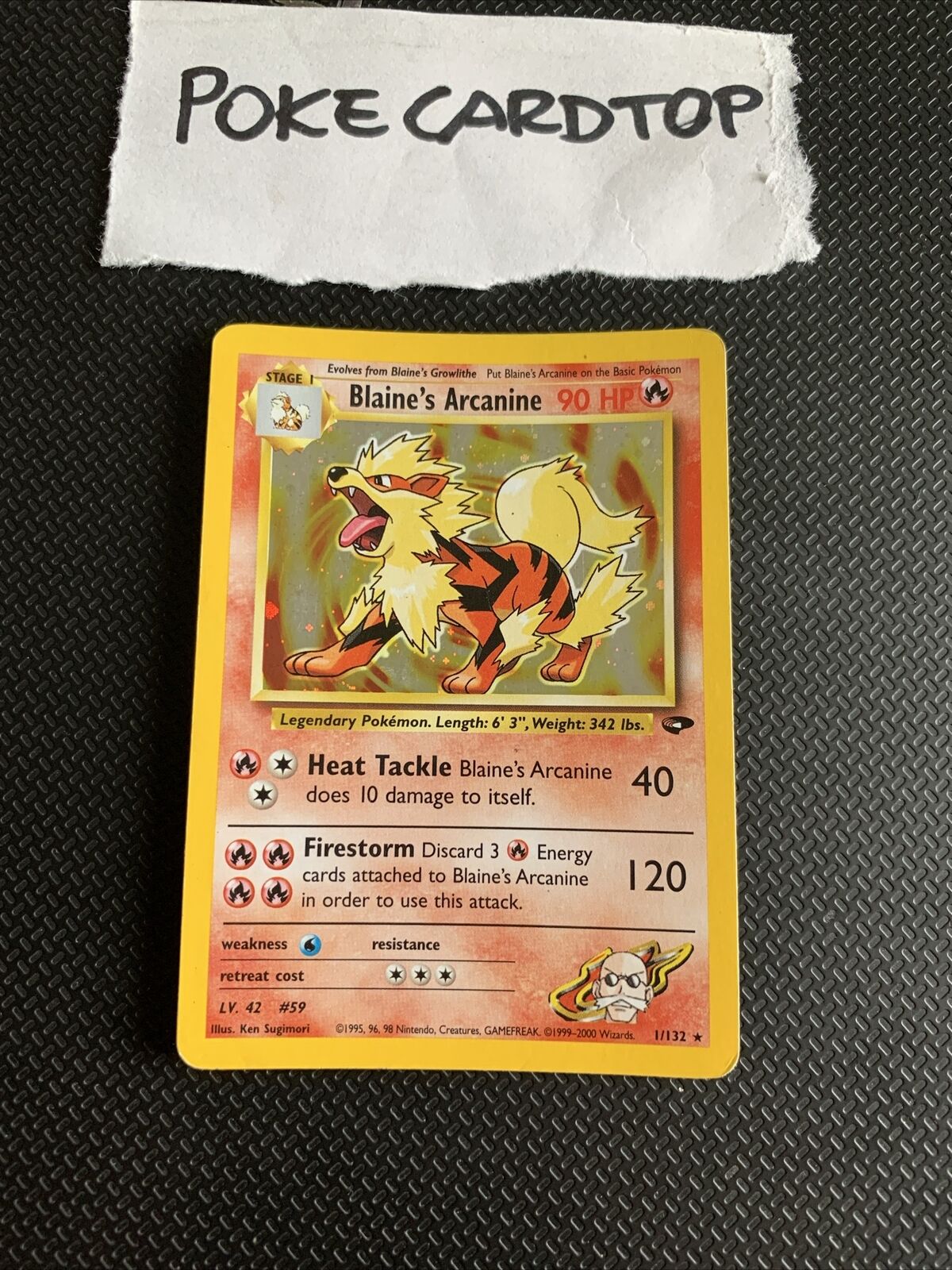 Pokemon Card Blaine's Arcanine 1/132 Gym Challenge - Eng-Holo-Exc