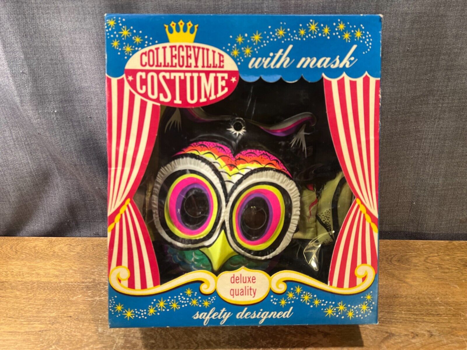 Vintage Collegeville Costume Blink'n Owl Battery Op Blinker Halloween Bird Mask