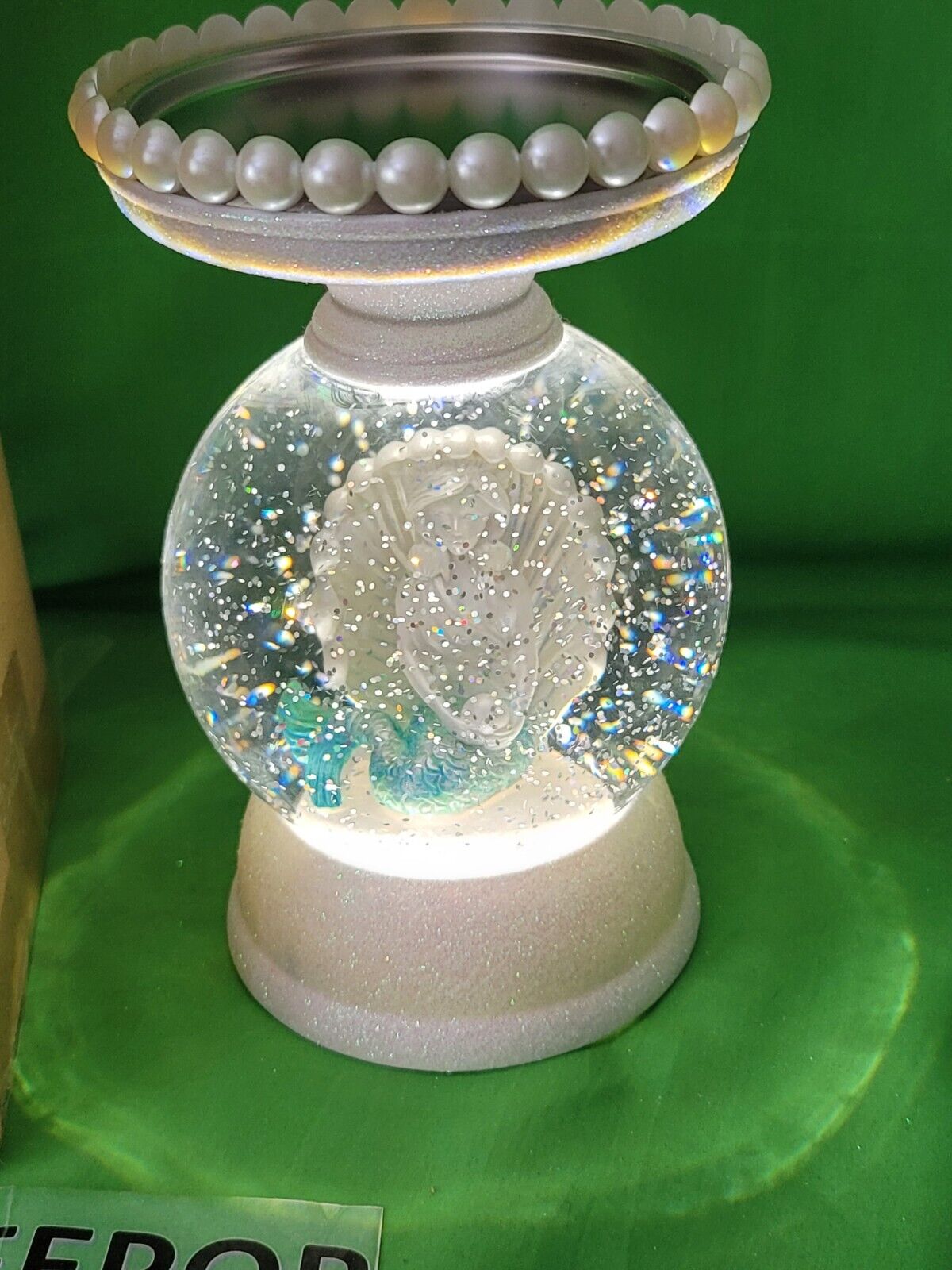 Bath & Body Works Mermaid Water Snow Globe Lighted Sparkle Candle Holder