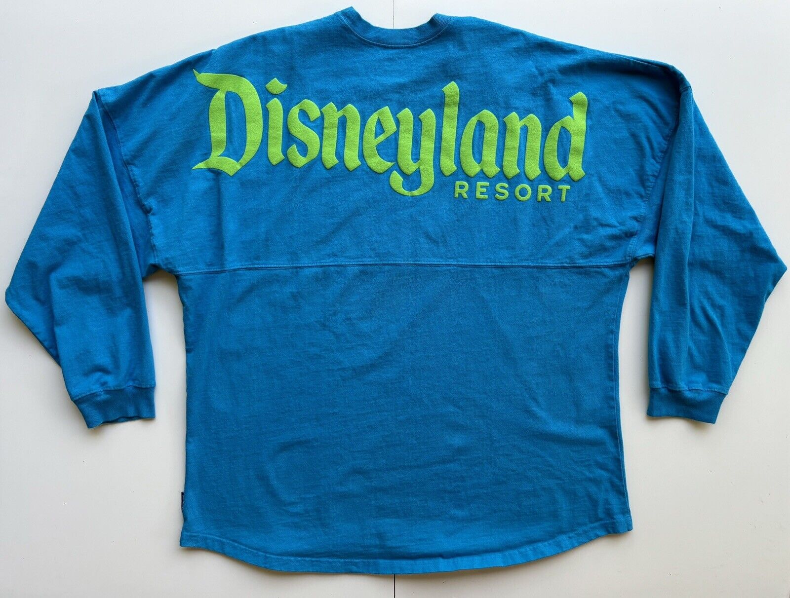 Disneyland Resorts Disney Parks Spirit Jersey Blue Neon Green Spellout Sz XXL