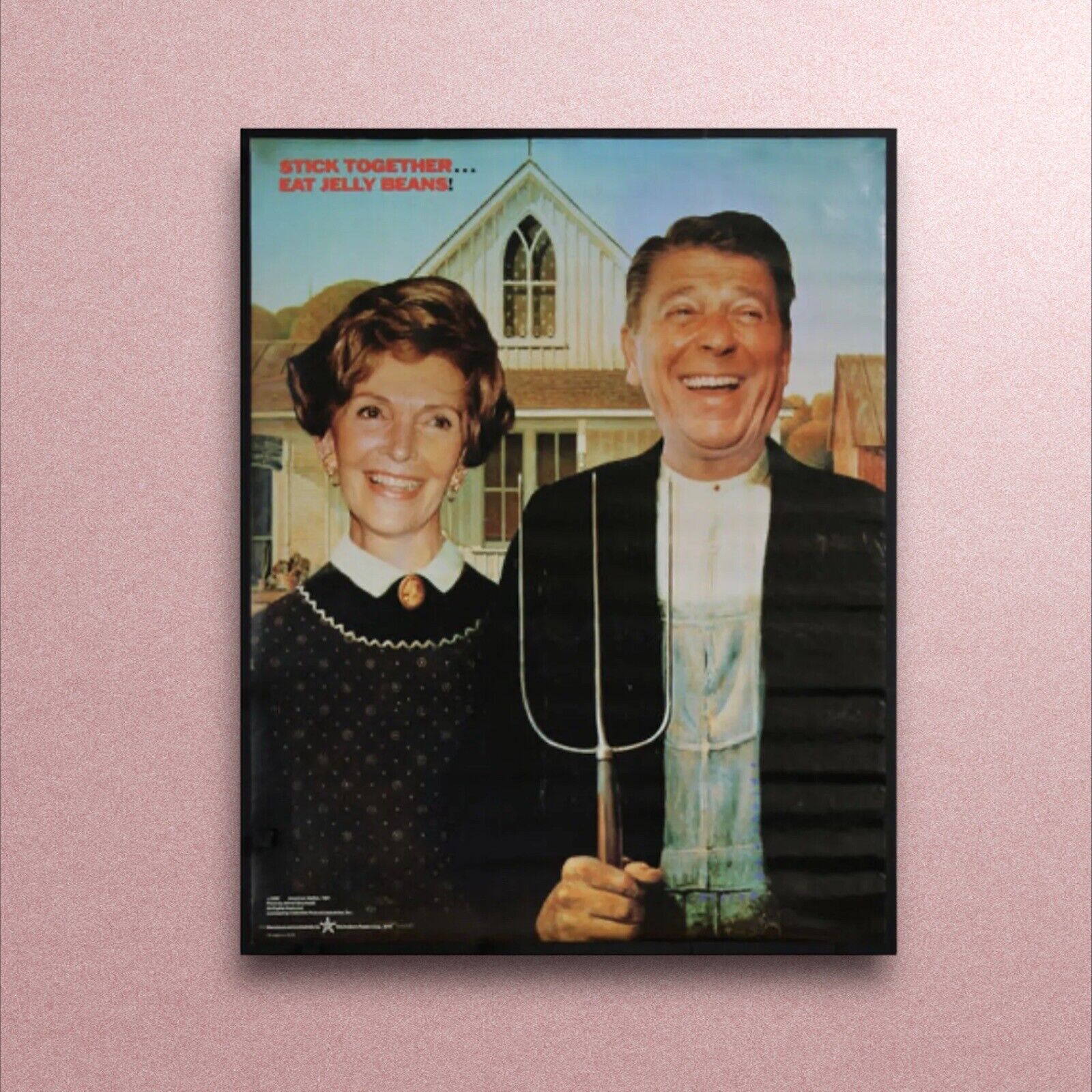 Vintage 1981 Ronald and Nancy Reagan “Stick Together…Eat Jellybeans” Poster