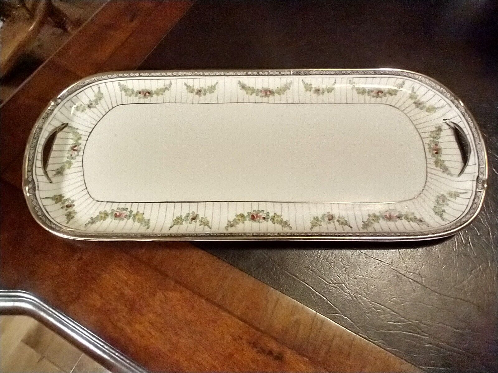 NIPPON Raised Gold Hand Painted Porcelain Serving Tray 14.25