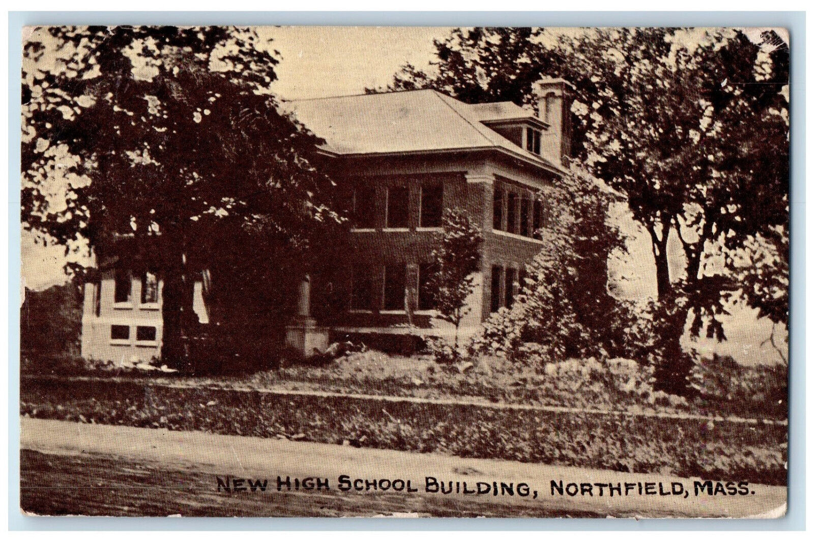 c1940's New High School Building Northfield Massachusetts MA Posted Postcard
