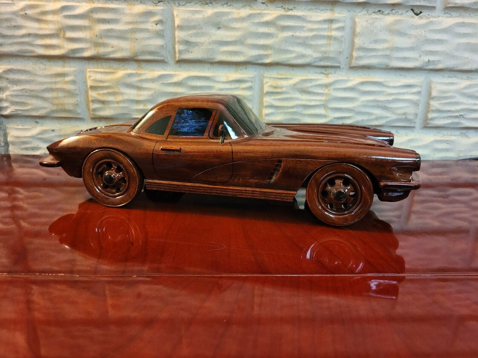 1962 Corvette Mahogany Wood Desktop Car