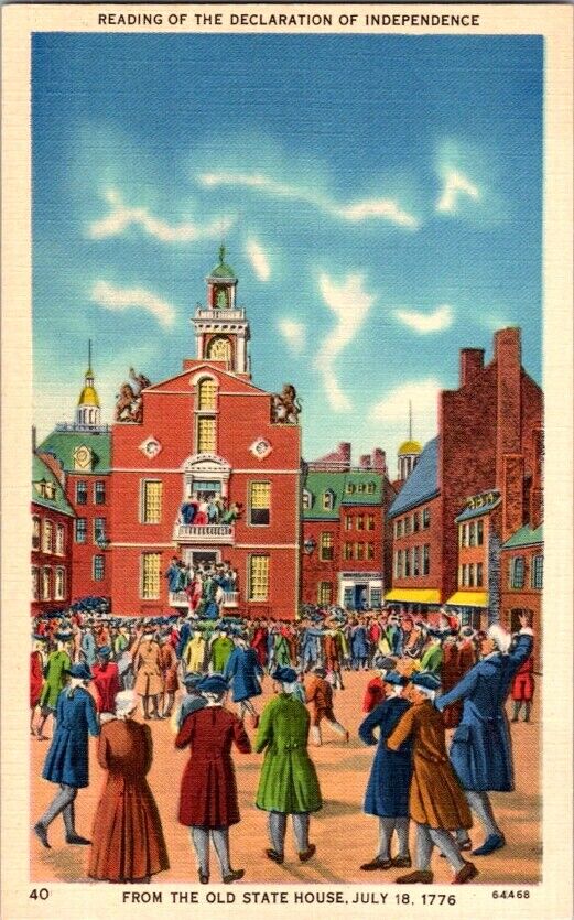 Vintage Postcard Reading Declaration Independence Boston MA Massachusetts   M155