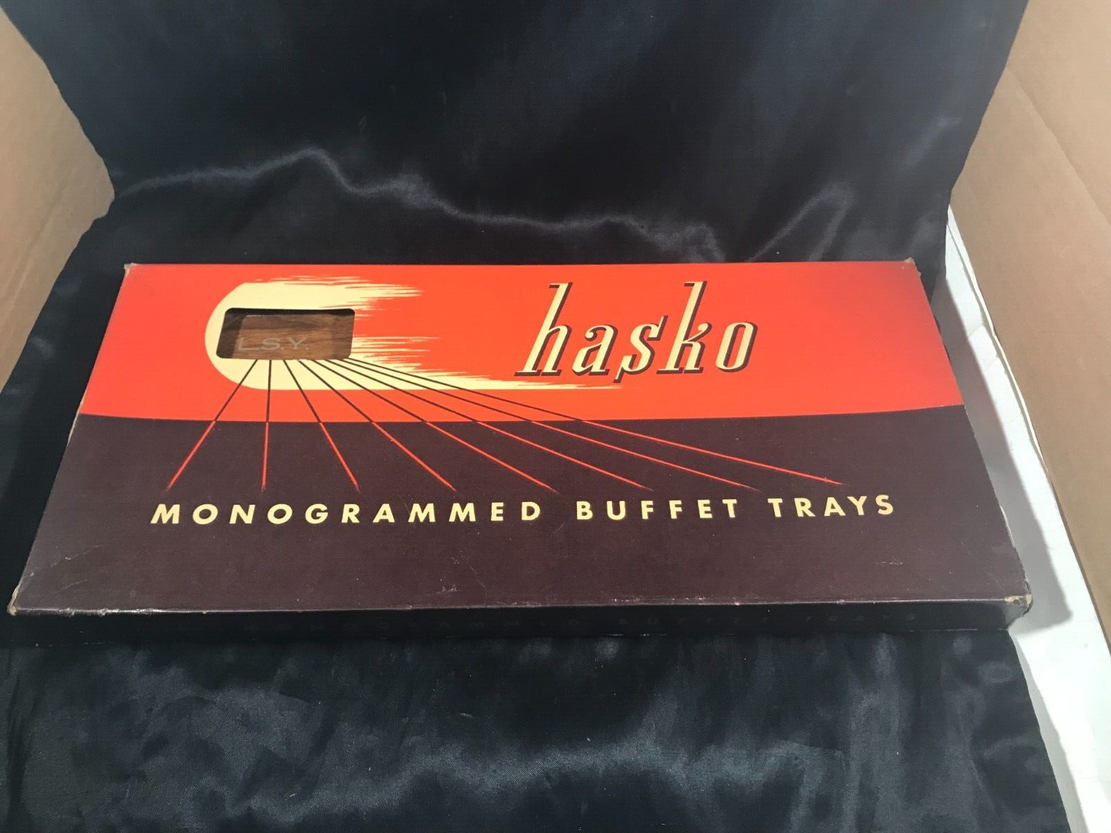 Set of 4 Vintage Haskelite HASKO Monogrammed Buffet Trays L S Y