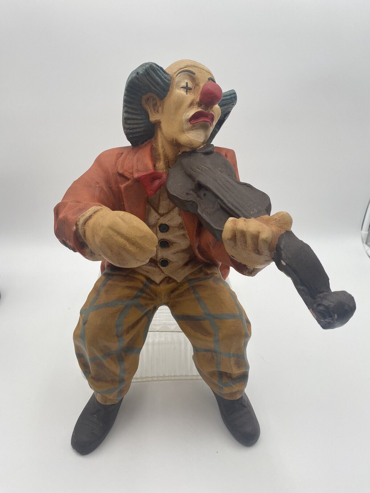 Vintage Jun Asilo Mantel Edge/ Shelf Sitting Clown Playing Violin